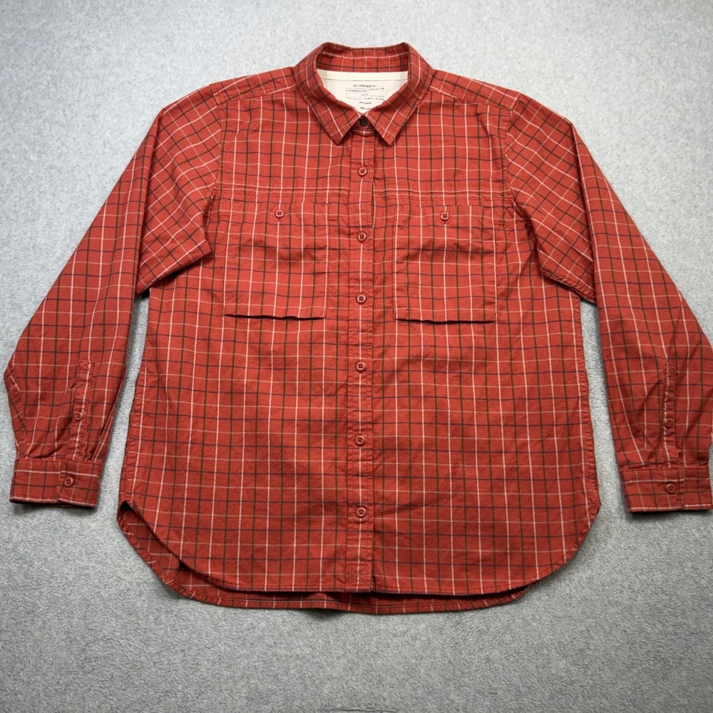 REI Co-op Wallace Lake Flannel Shirt Women XL Red Orange Plaid Pockets Outdoor